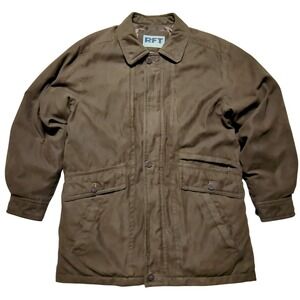 VTG Rainforest RFT Down Filled Field Jacket Brown Micro Suede Coat‎ Men Medium